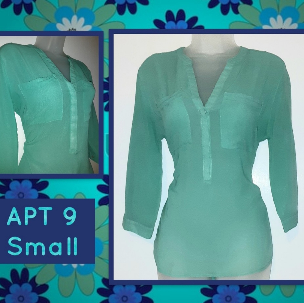 Apt 9 Turquoise Green Blouse small